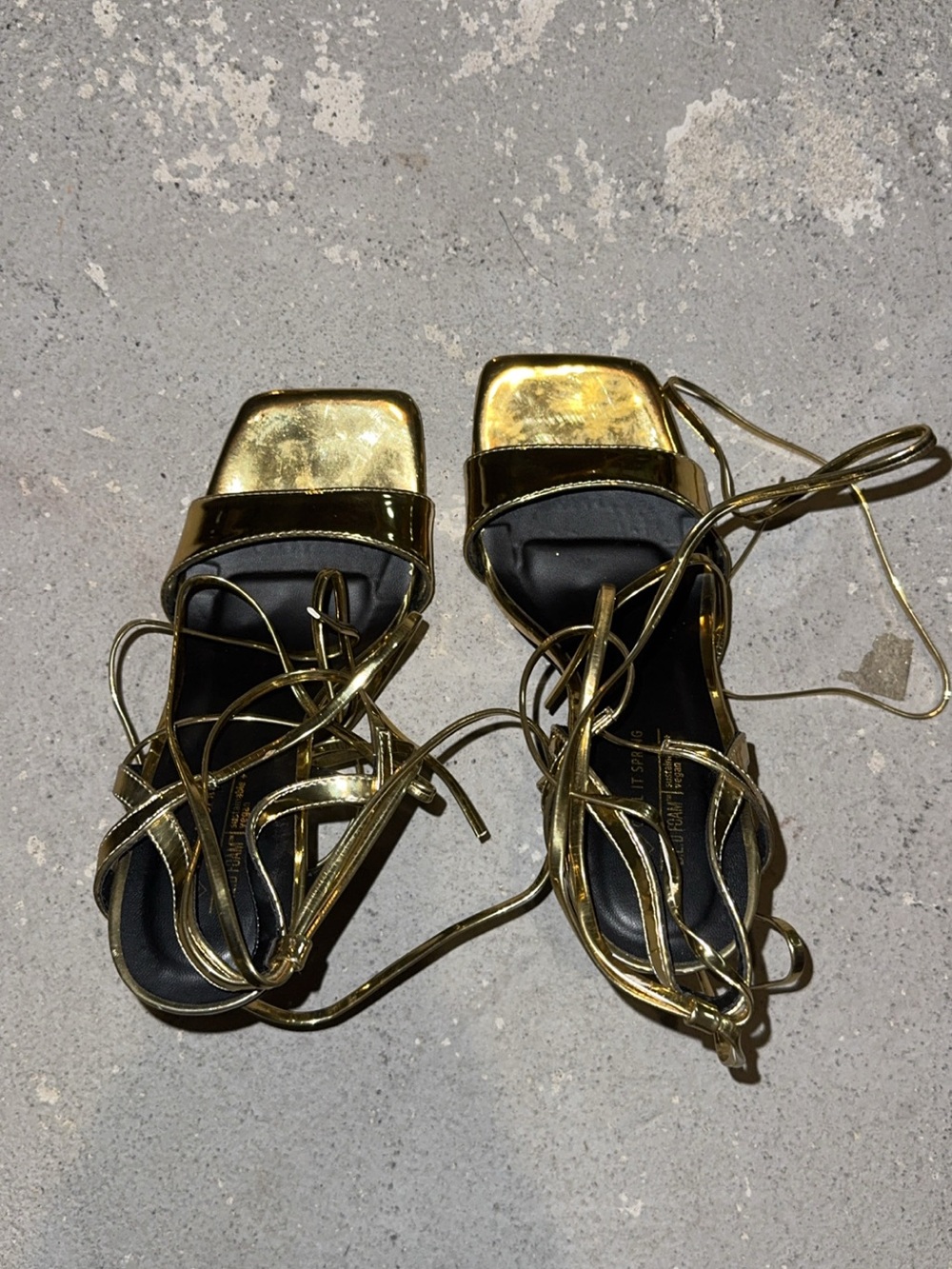 Call It Spring Metallic Gold Lace-Up Heeled Sandals